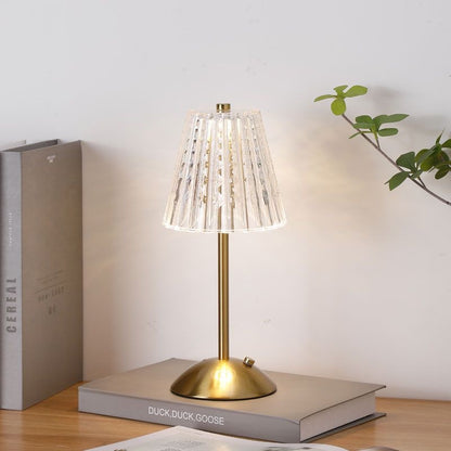 Rechargeable Crystal LED Table Lamp - Touch Control Cordless Bedside Night Light