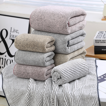 Bamboo Charcoal Fiber Towel Set-Ultra Soft Coral Fleece Bath Towels-Super Absorbent Quick Dry Bathroom Towels