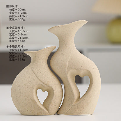 Ceramic Double Vase Set–Modern Nordic Decorative Flower Vases for Living Room & Table Décor