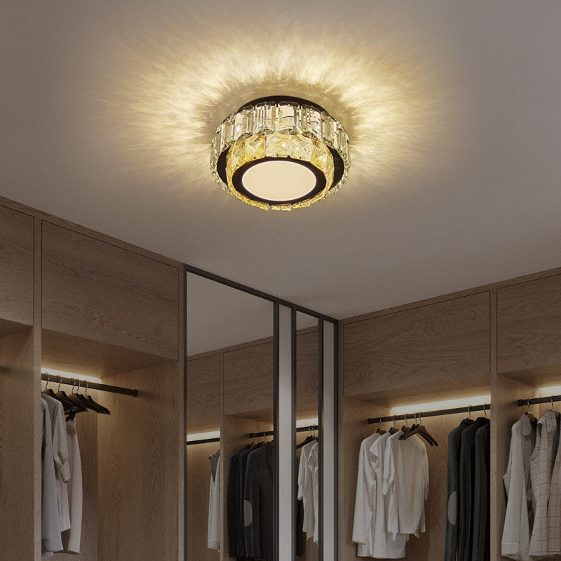 Modern Crystal LED Ceiling Light - 3-Color Flush Mount Ceiling Lamp