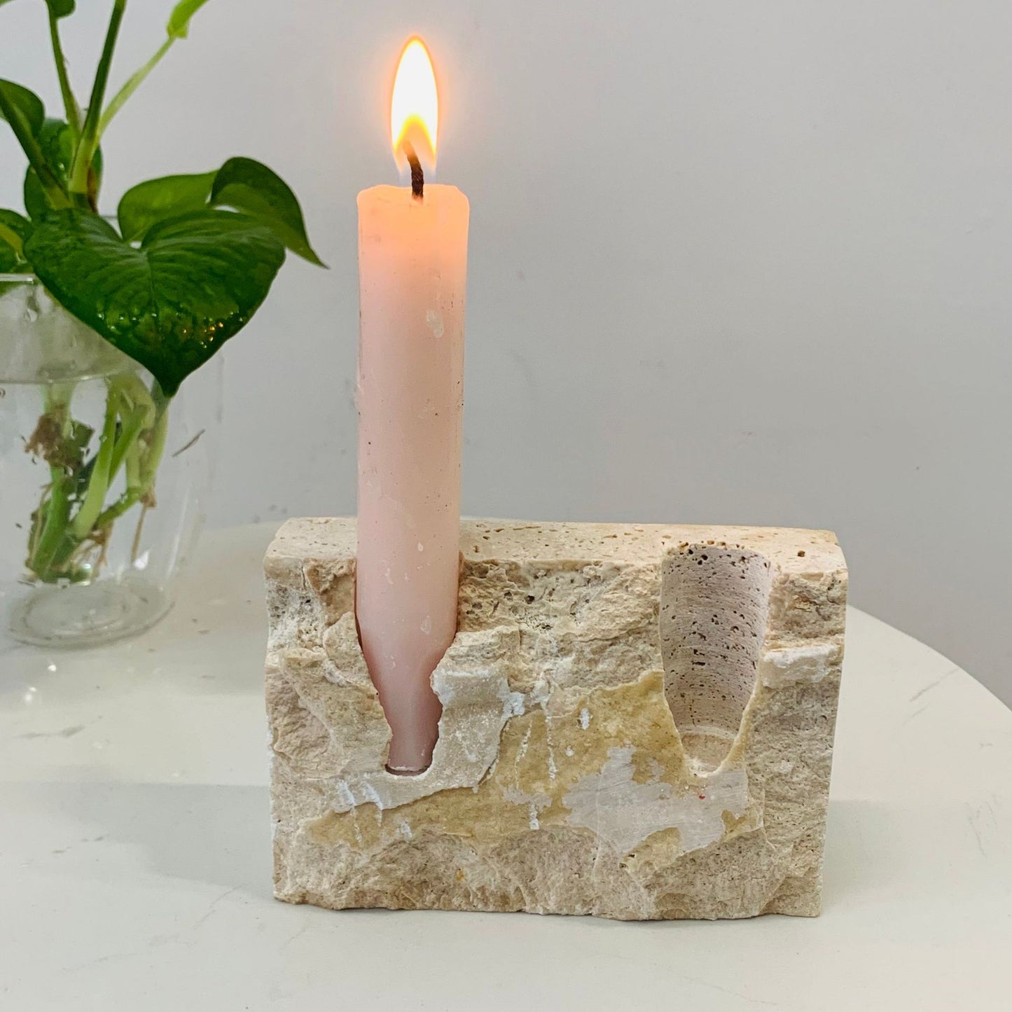 Natural Marble Candle Holder & Incense Burner–Modern Decorative Stone Home Décor Accent