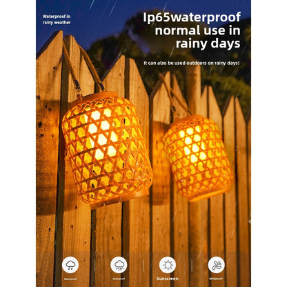 Solar Rattan Lantern Light–Waterproof Outdoor Solar Garden Hanging Lantern