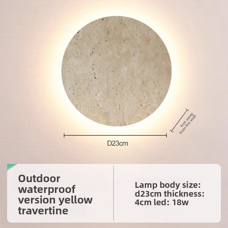 Yellow Travertine LED Wall Light - Retro Stone Indoor & Outdoor Feature Lamp
