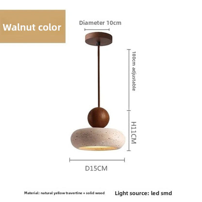 Japanese Travertine Hanging Pendant Light – Wabi-Sabi Stone LED Chandelier