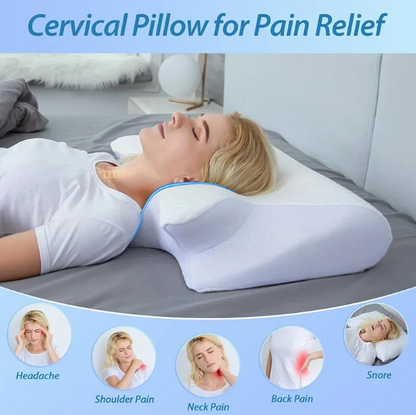 2-in-1 Ergonomic Contour Pillow–Orthopedic Neck Support Memory Cotton Pillow for Side & Back Sleepers