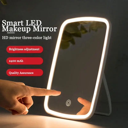 Rechargeable LED Makeup Mirror–Tri-Color Light Cosmetic Vanity Mirror with 2400mAh Battery