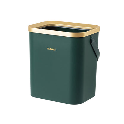 Modern Square Trash Can–12L Portable Waste Bin with Carry Handle for Home & Bathroom