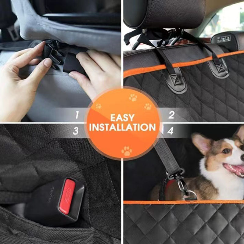 Waterproof Dog Car Seat Cover–Heavy-Duty Rear Seat Protector With Storage Pockets