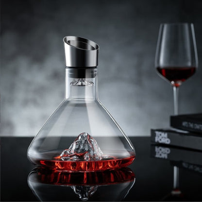 Waterfall Glass Wine Decanter - 650ml Mountain Design Red Wine Aerator Carafe