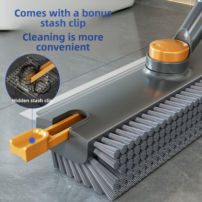 Heavy Duty Floor Scrub Brush–Bathroom Crevice Cleaning Brush With Built-In Scraper