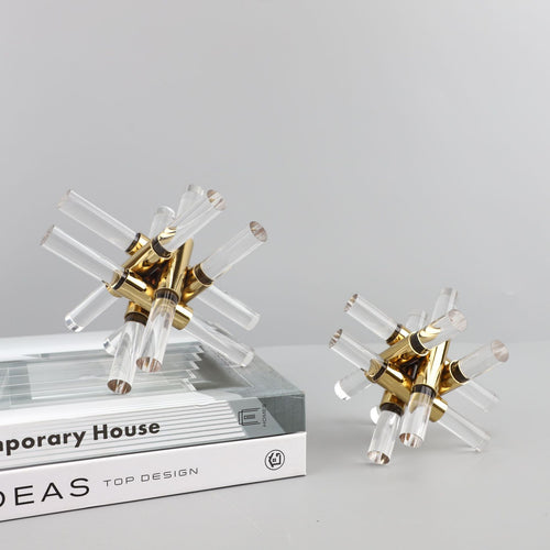 Modern Acrylic Cross Sculpture–Luxury Geometric Metal & Acrylic Home Décor Ornament