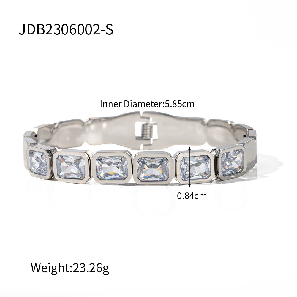 Gold Inlaid Zircon Bracelet–Titanium Steel Geometric Bracelet, Stainless Steel Fashion Jewellery for Women
