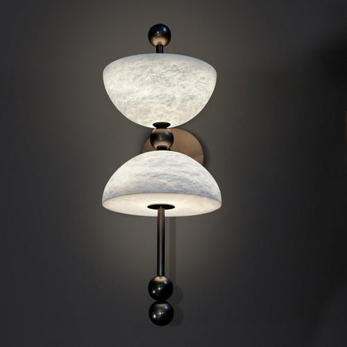 Spanish Marble Wall Light - Luxury Antique Bronze Glass LED Wall Lamp