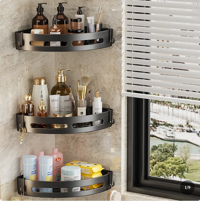 Bathroom Shower Rack Organiser-Multi-Layer Corner Storage Shelf-No Drill Plastic Shower Caddy (1–3 Tier Options)