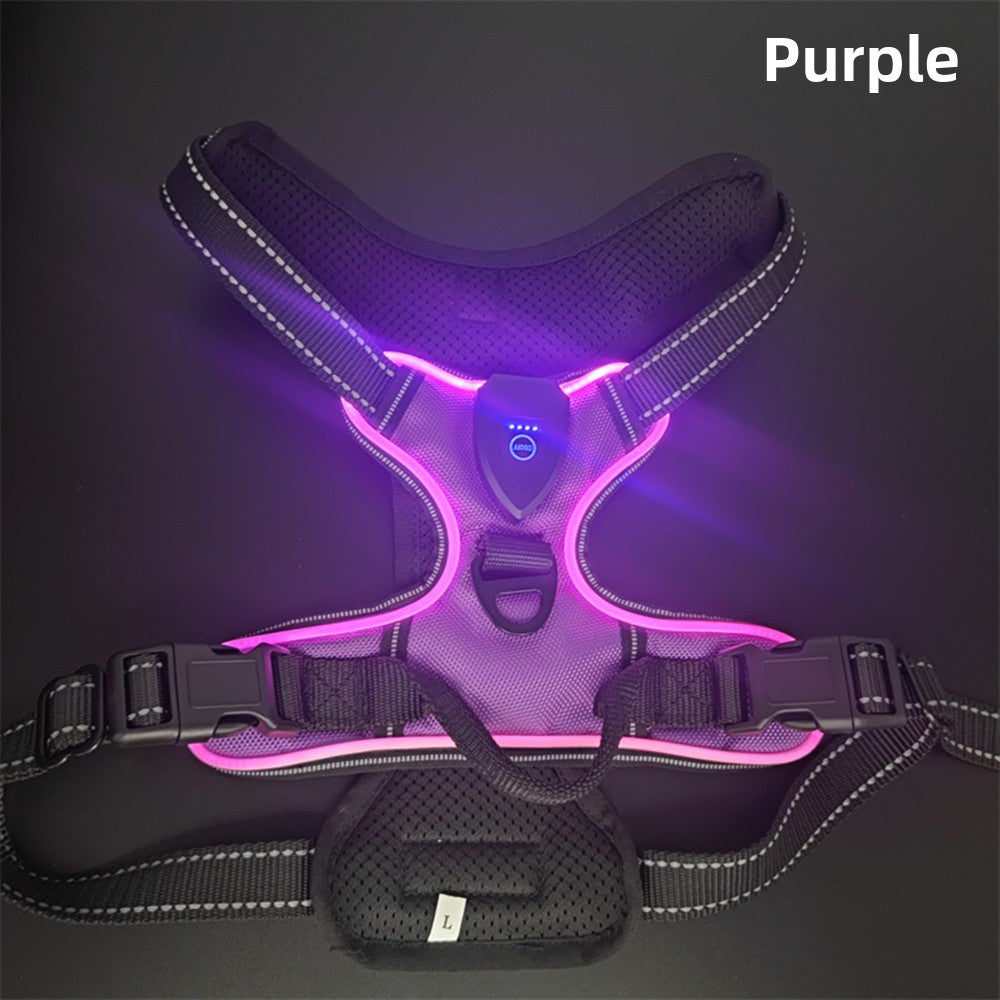 USB Rechargeable LED Dog Harness & Leash Set–Reflective Safety Harness For Night Walks