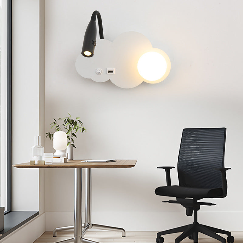 Modern Shaped LED Wall Reading Light with USB - Dimmable Bedside Wall Lamp