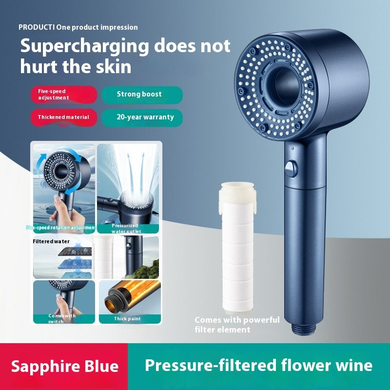 High Pressure Shower Head with Filter-Handheld Spray Shower with One-Click Stop-Water Saving Boost Shower Head with 12 Replacement Filters