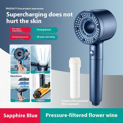 High Pressure Shower Head with Filter-Handheld Spray Shower with One-Click Stop-Water Saving Boost Shower Head with 12 Replacement Filters