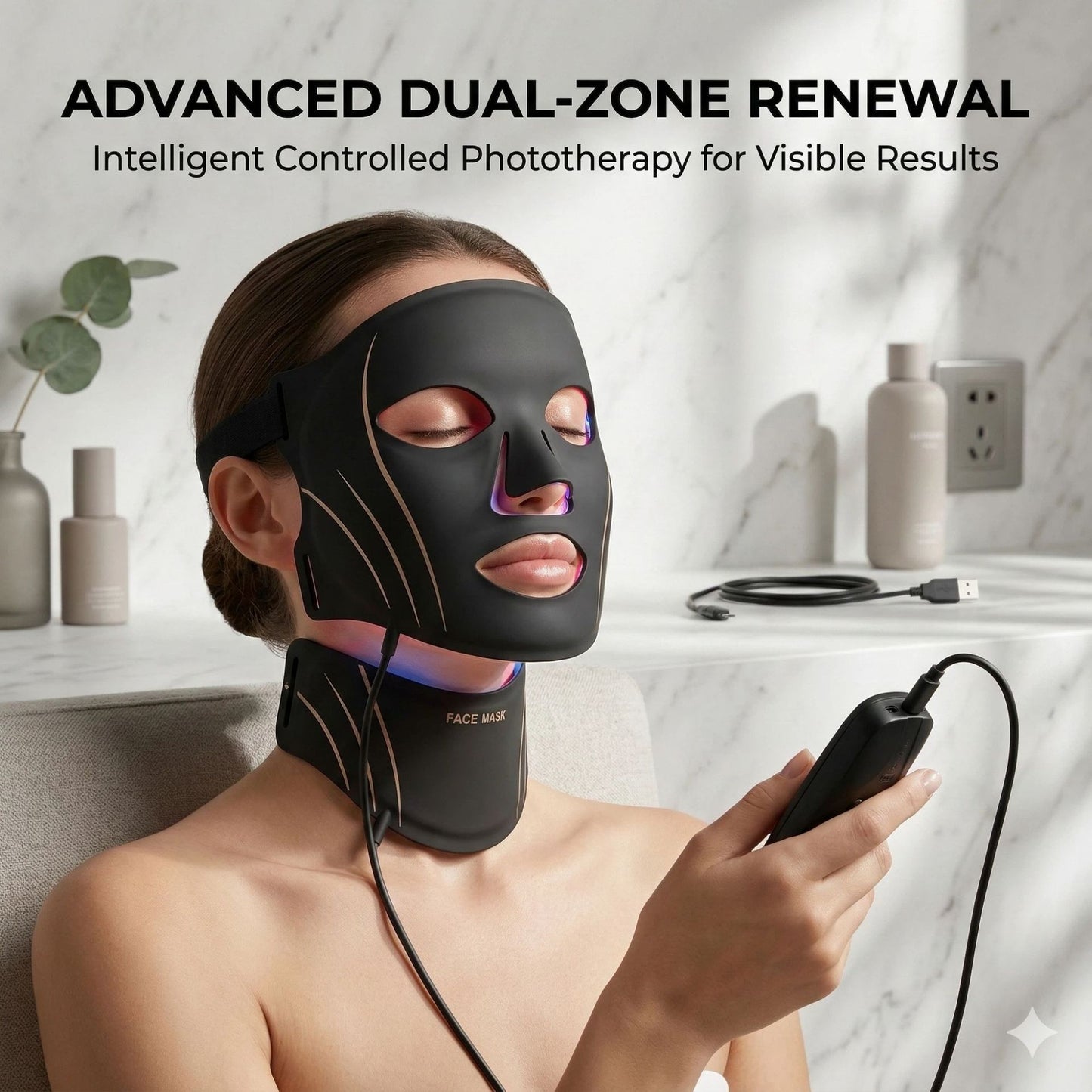 Premium LED Photon Therapy Face Mask–Rechargeable Silicone Light Therapy Mask