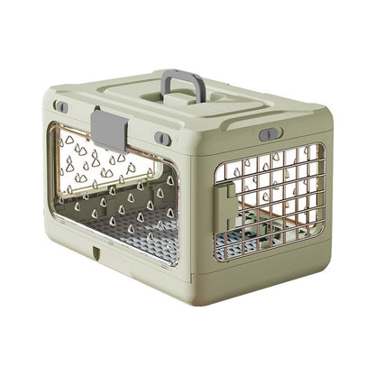 Foldable Pet Carrier Cage - Portable Travel Crate for Small to Medium Dogs & Cats