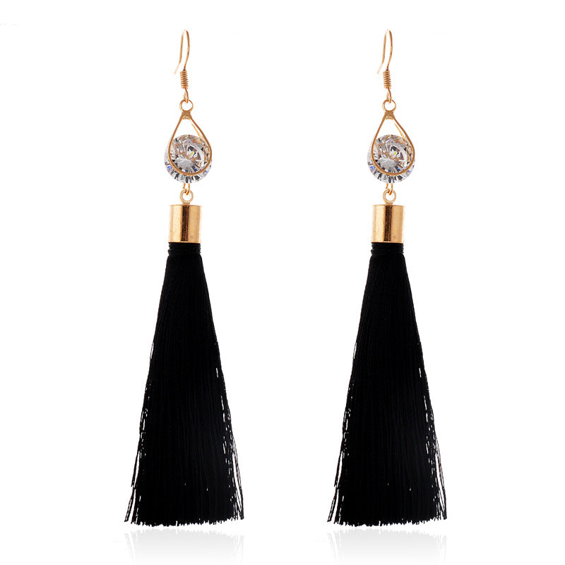 Water Drop Tassel Earrings–Geometric Alloy Drop Earrings, Stylish Statement Jewellery (Red & Black)