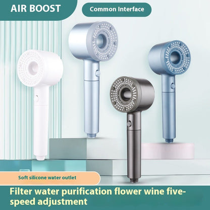 High Pressure Shower Head with Filter-Handheld Spray Shower with One-Click Stop-Water Saving Boost Shower Head with 12 Replacement Filters