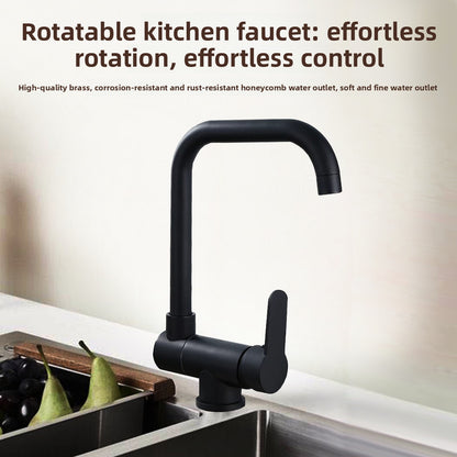 Stainless Steel Kitchen Mixer Tap - Brushed Gold & Black Hot and Cold Faucet