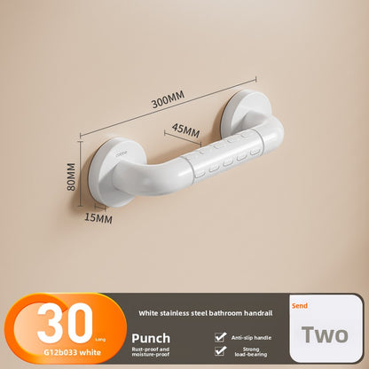 Stainless Steel Bathroom Grab Bar - Wall Mounted Safety Support Rail with Optional Luminous Ring