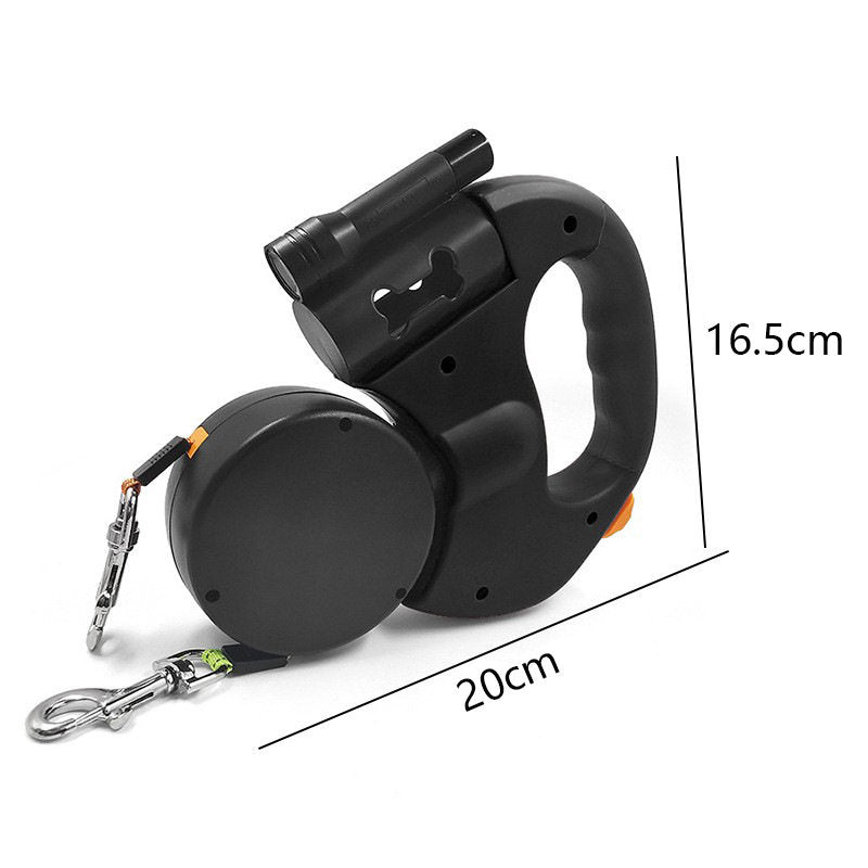Dual Retractable Dog Leash–Tangle-Free Automatic Lead For Walking Two Dogs