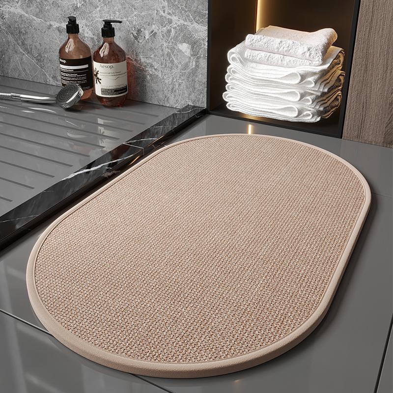 Super Absorbent Non-Slip Bath Mat - Quick Dry Linen Bathroom Floor Rug