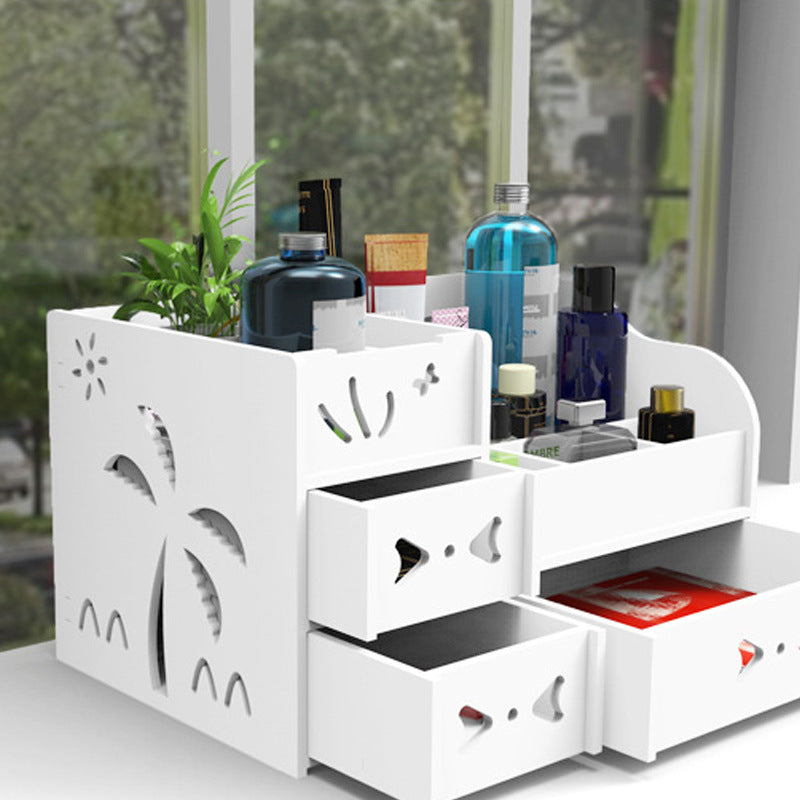 White Wood Desk Organiser-Bathroom Vanity Storage Organiser-Makeup & Toiletry Storage Box
