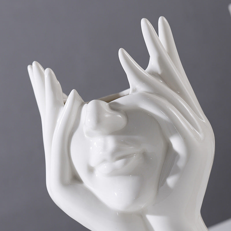 Nordic Human Body Ceramic Vase–Modern Artistic Flower Vase for Living Room & Home Décor