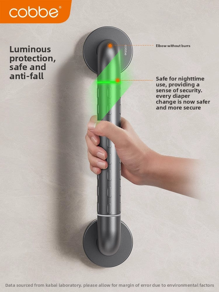 Stainless Steel Bathroom Grab Bar - Wall Mounted Safety Support Rail with Optional Luminous Ring