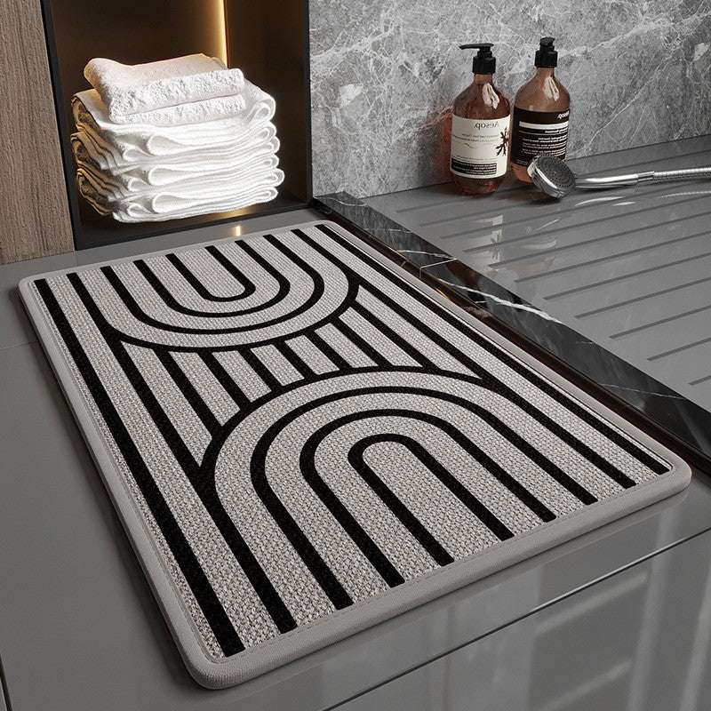 Super Absorbent Non-Slip Bath Mat - Quick Dry Linen Bathroom Floor Rug