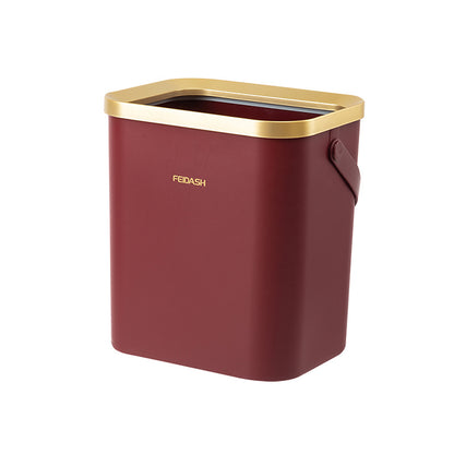 Modern Square Trash Can–12L Portable Waste Bin with Carry Handle for Home & Bathroom