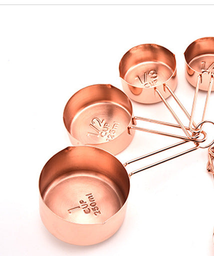 4 & 8 Piece Measuring Cup & Spoon Sets–Stainless Steel Baking Tools, Rose Gold Kitchen Measuring Set