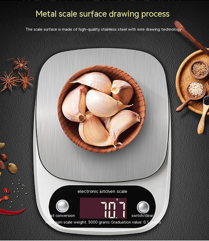 Digital Kitchen Scale Stainless Steel–High Precision Food Scale for Cooking, Baking & Portion Control, Compact Electronic Scale