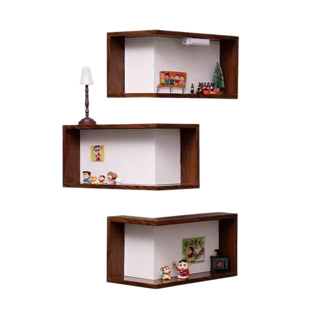 Wooden Corner Wall Shelf - Modern Floating Display Shelf for Living Room & Bedroom