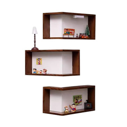 Wooden Corner Wall Shelf - Modern Floating Display Shelf for Living Room & Bedroom
