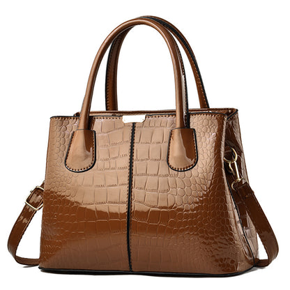 Women's Glossy Stone Pattern Handbag–Large Capacity Designer Shoulder Bag
