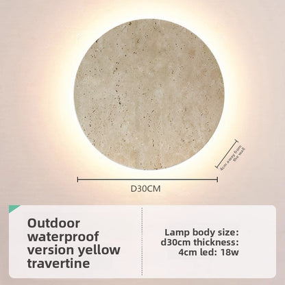 Yellow Travertine LED Wall Light - Retro Stone Indoor & Outdoor Feature Lamp