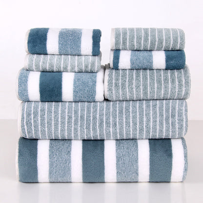 8 Piece Coral Fleece Towel Set - Thick Soft Absorbent Bath, Hand & Face Towels