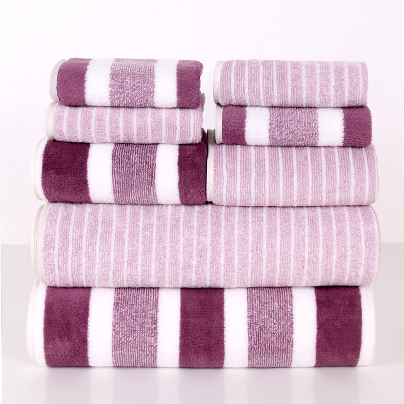 8 Piece Coral Fleece Towel Set - Thick Soft Absorbent Bath, Hand & Face Towels