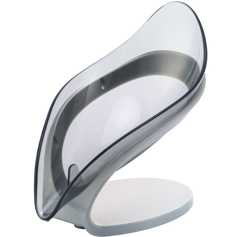 Leaf Soap Holder with Drain-Self Draining Suction Cup Soap Dish-Bathroom Sink Soap Saver Tray
