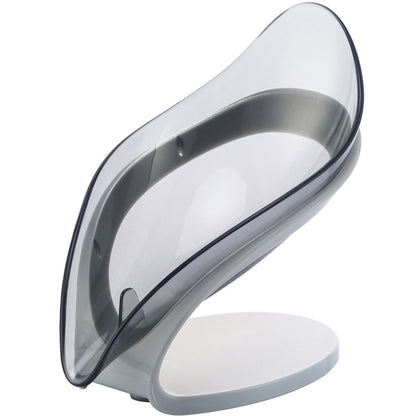 Leaf Soap Holder with Drain-Self Draining Suction Cup Soap Dish-Bathroom Sink Soap Saver Tray