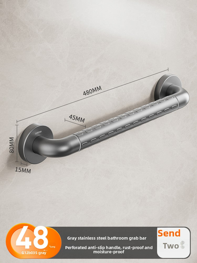 Stainless Steel Bathroom Grab Bar - Wall Mounted Safety Support Rail with Optional Luminous Ring