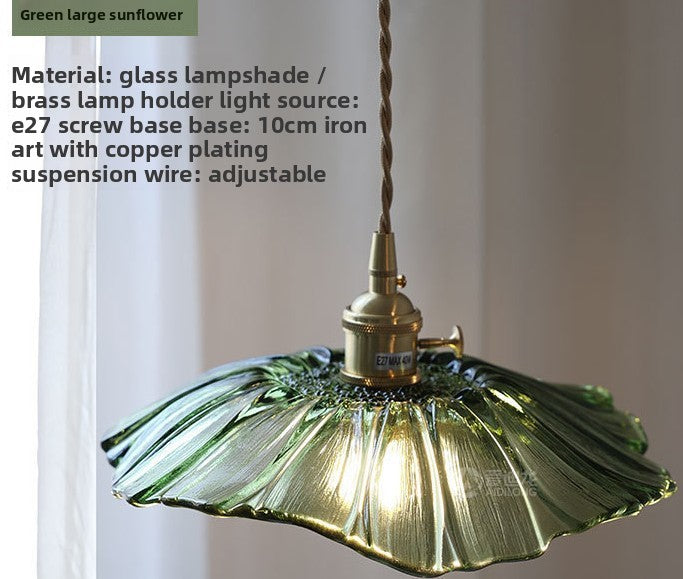 Modern Glass Pendant Light - Nordic Copper Lotus LED Hanging Ceiling Light