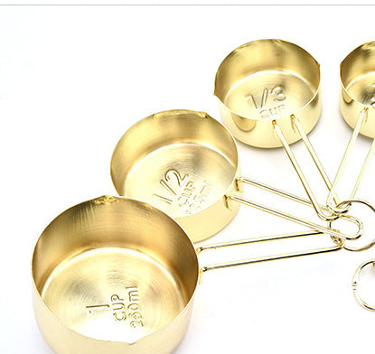 4 & 8 Piece Measuring Cup & Spoon Sets–Stainless Steel Baking Tools, Rose Gold Kitchen Measuring Set