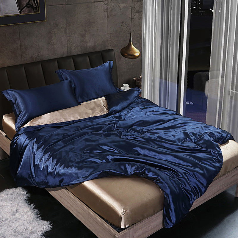 Luxury Mulberry Silk Bedding Set – Cooling Satin Quilt Cover Set