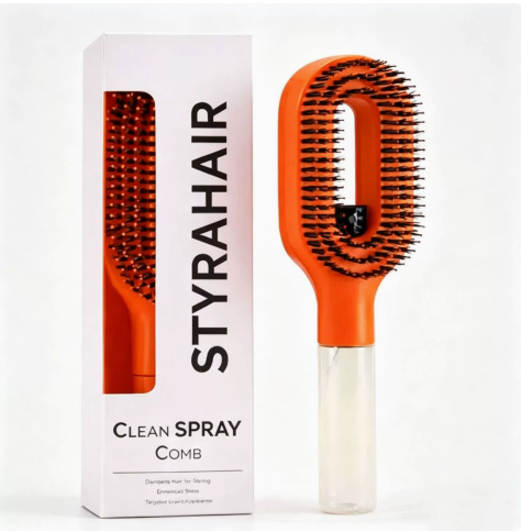 Spray Detangling Hair Brush - One-Touch Water Mist Comb for Frizz Control & Everyday Hair Styling